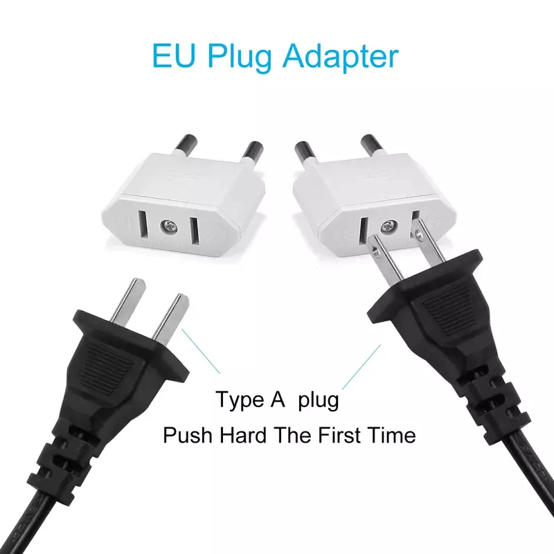 Tomada elétrica Plug Power Adapter, Tomada elétrica, China americana para a UE Europa, CN Plug, Tipo C, Conversor AC, 2 Pin