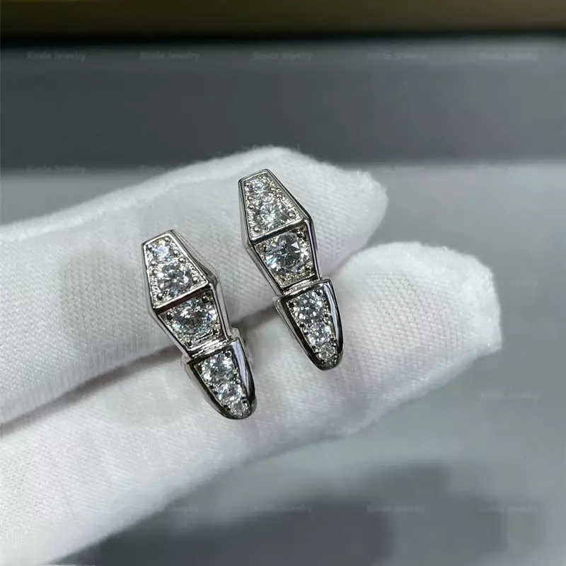 Classic 925 Sterling Silver Zircon Small Snake Bone Earrings for Women's Personalized Fashion Luxury Brand Party Jewelry