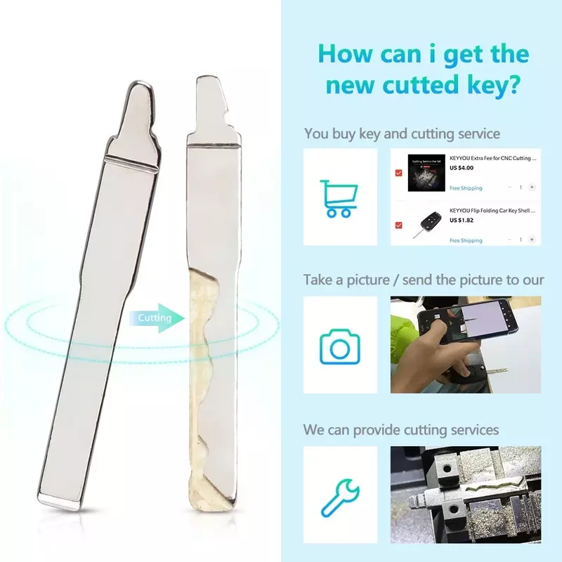 Layanan bilah kunci pemotongan KEYYOU-mengirim gambar pisau yang jelas untuk pemotongan (perlu memesan layanan kunci mobil & pemotongan)