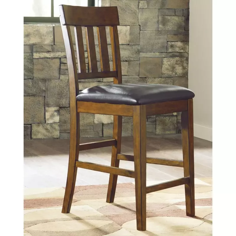 Faux Leather Bar Cadeiras para Cozinha, Tradicional Contra Altura, Brown Seat, Home Barstool, 26 pol, 2 Contagem
