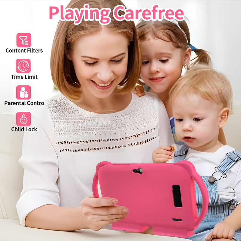 Sauenaneo-Android Tablet com suporte para crianças, 8 "PC, 4000mAh, 2GB RAM, 32GB ROM, aprendizagem, crianças, aprendizagem