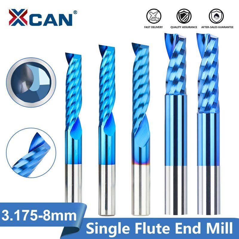 Xcan Frees 1Pc 4/6Mm Schacht 1 Flute End Mill Carbide End Mill Blauwe Coating Cnc frees Enkele Fluit Frees