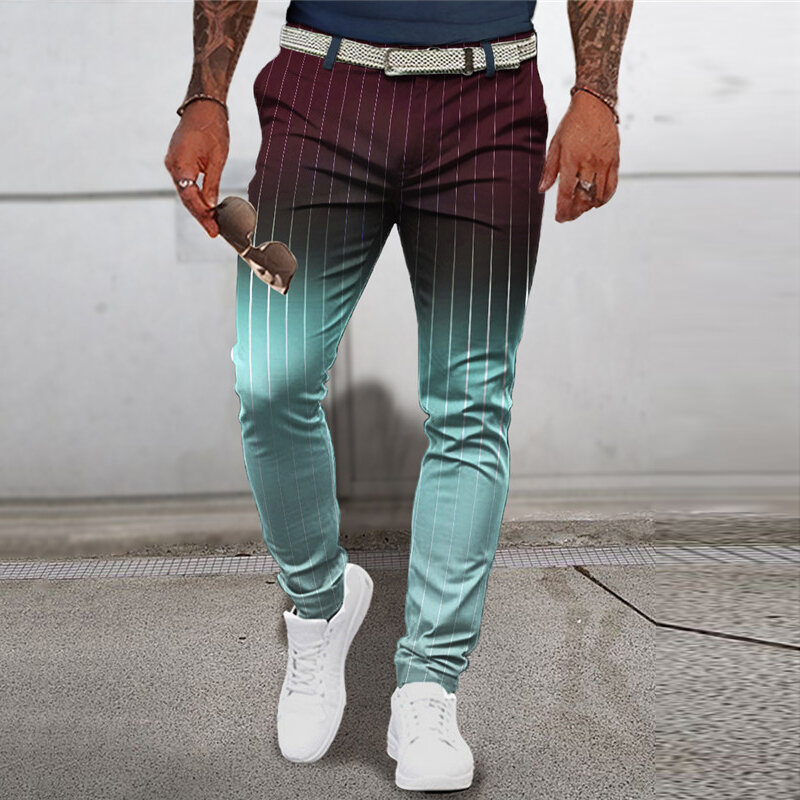 Checkered Fashion Europe and the United States Style Men's Pants Business Casual Travel Slim Pants Comfortable and Versatile