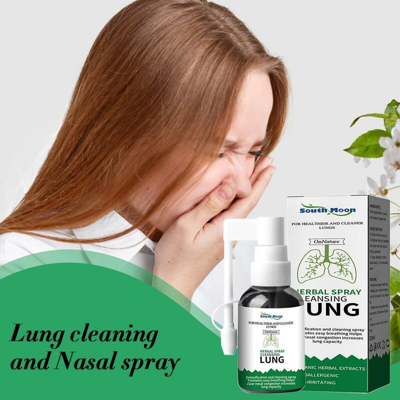 20ml ziołowy Spray do oczyszczania płuc łagodzi przekrwienie błony śluzowej nosa i katar dyskomfort nosa Spray do czyszczenia nosa dla Unse D3Z4