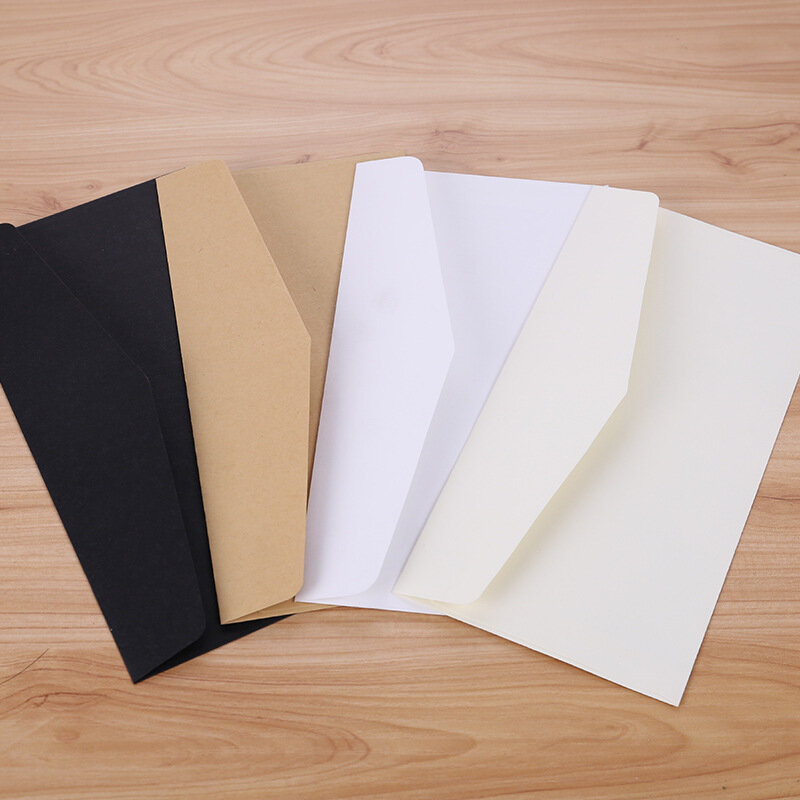 Sobres de papel clásicos de 10 piezas, sobres de papel Kraft blanco y negro en blanco para ventana, sobre de invitación de boda, sobre de regalo