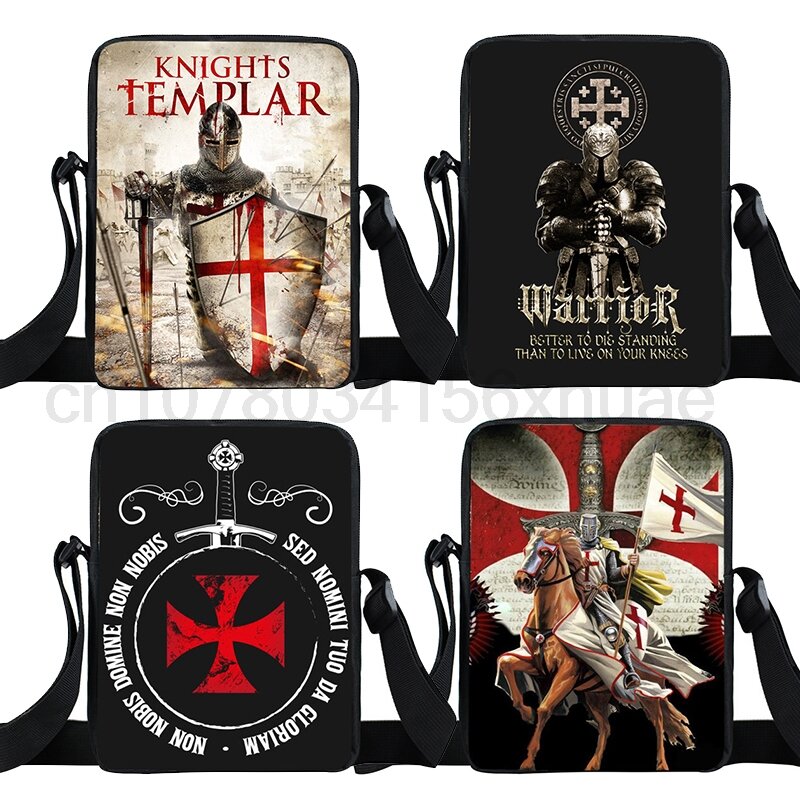 Templar Ridder Symbool Print Messenger Bag Middeleeuwse Krijger Kid Boekentassen Jeruzalem Kruis Zegel Kleine Schoudertas Cadeau