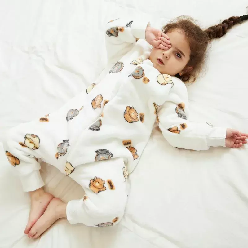 Tas tidur anak bayi, kartun dinosaurus, Kantung tidur, pakaian musim dingin hangat, piyama untuk anak perempuan dan laki-laki 1-6t