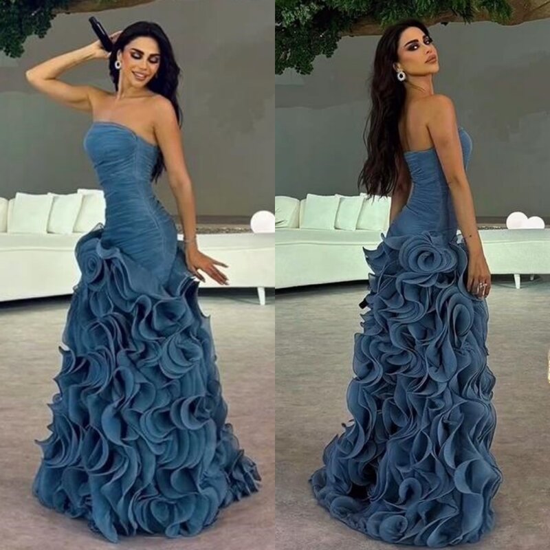Prom Dress Saudi Arabia Satin Pleat Ruched Homecoming A-line Strapless Bespoke Occasion Gown Long Dresses
