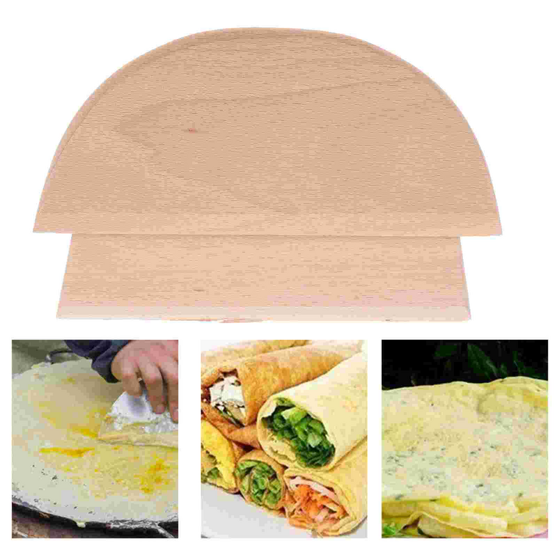 2pcs Wooden Scraper Chopper Dough Practical Baking Tool Semicircle Flour for Home Kitchen (Log Color, Semicircle Style,