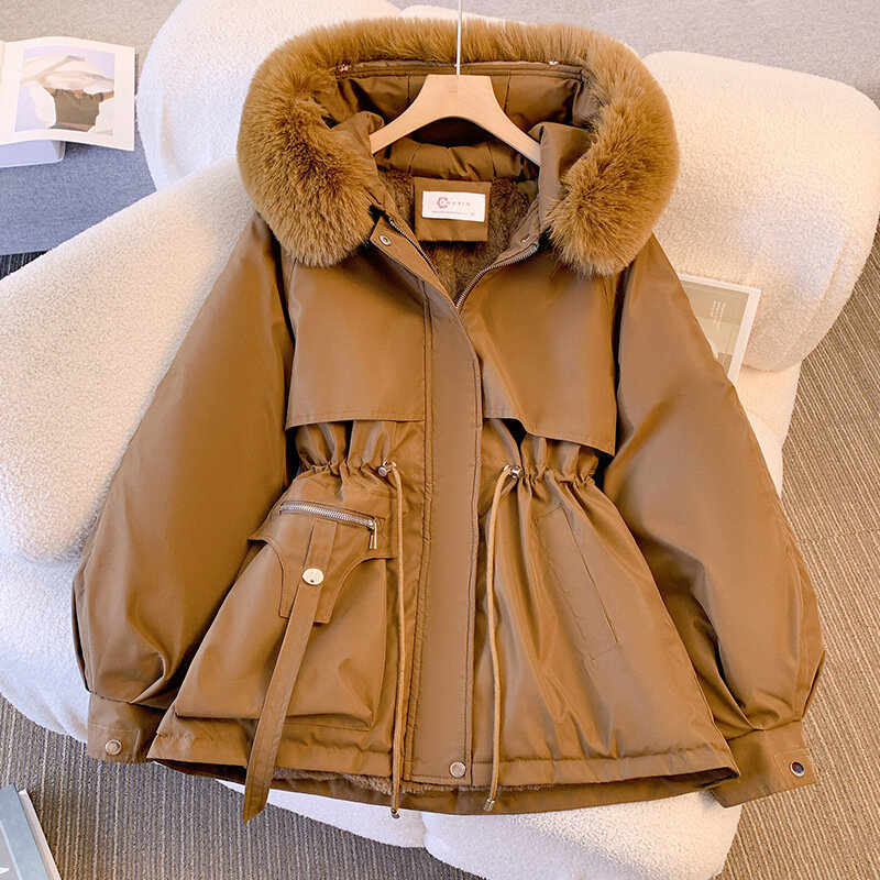 Женские парки, куртка, новинка зимы 2023, модное свободное повседневное хлопковое пальто с капюшоном в Корейском стиле, женское толстое теплое пальто, верхняя одежда