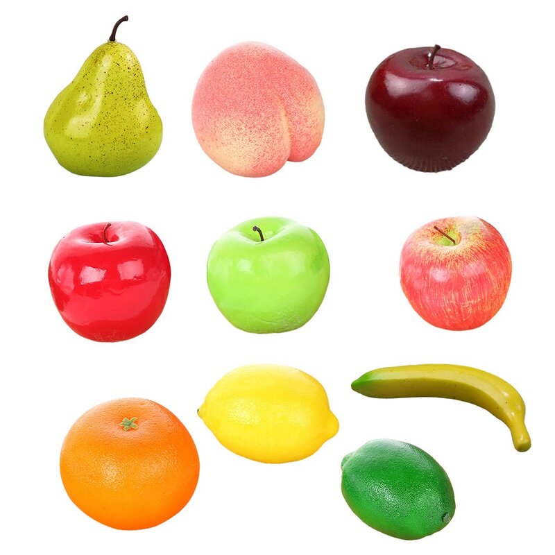 Gels de fruits artificiels réalistes pour la décoration, faux fruits en plastique, citron orange, pêches, fête du marché