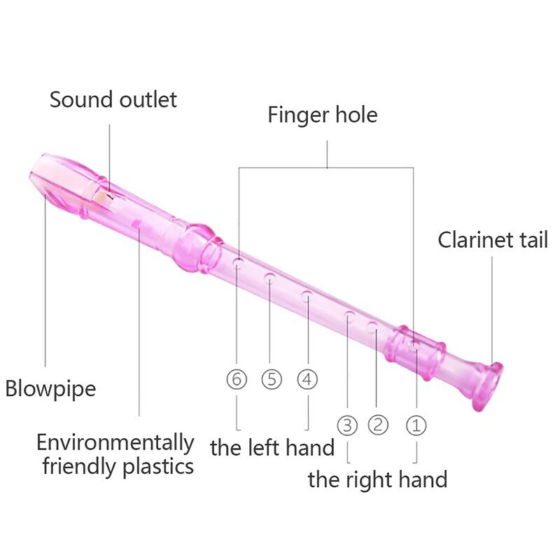 Clarinete colorido Simple de 6 agujeros para niños, flauta de plástico para principiantes, música, instrumentos de viento, juguete, instrumentos musicales, 1 ud.