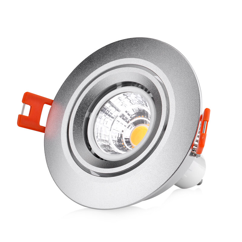 Nowa konstrukcja aluminiowa okrągły srebrny sufitowa LED lekka rama oprawa posiadacze regulowany Cutou 70MM oświetlenie sufitowe LED punktowe oświetlenie