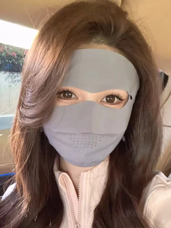 Outdoor-Radfahren Golf Sonnen maske Sommer upf50 Frauen Eis Seide Maske atmungsaktive Facekini dünne Abdeckung ganzes Gesicht