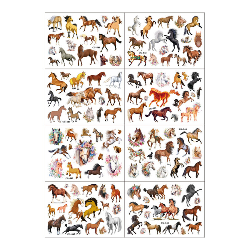 1Pcs Horse Fake Temporary Tattoos for Kids Birthday Party Supplies Favors Cute Horse Tattoos Stickers Decoration