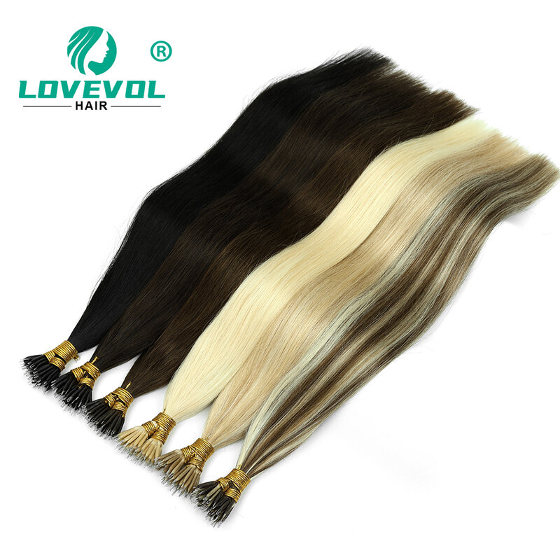 Lovevol Premium 100% doczepy z włosów Remy 1 g/pasm Nano koraliki pierścieniowe grube naturalne gładkie włosy Remy pełna głowa do włosów salonowych