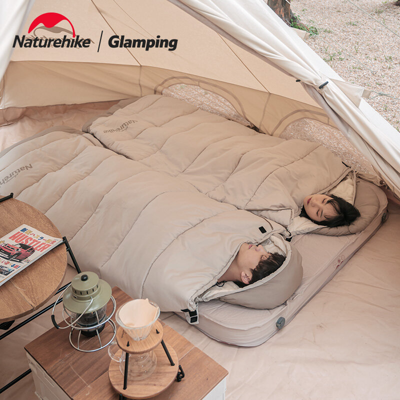 Naturehike ถุงนอนผ้าฝ้ายระบายอากาศได้ดี, ถุงนอนพกพาสะดวกเหมาะสำหรับการตั้งแคมป์กลางแจ้ง Tenda dewasa ฤดูใบไม้ร่วงฤดูหนาว