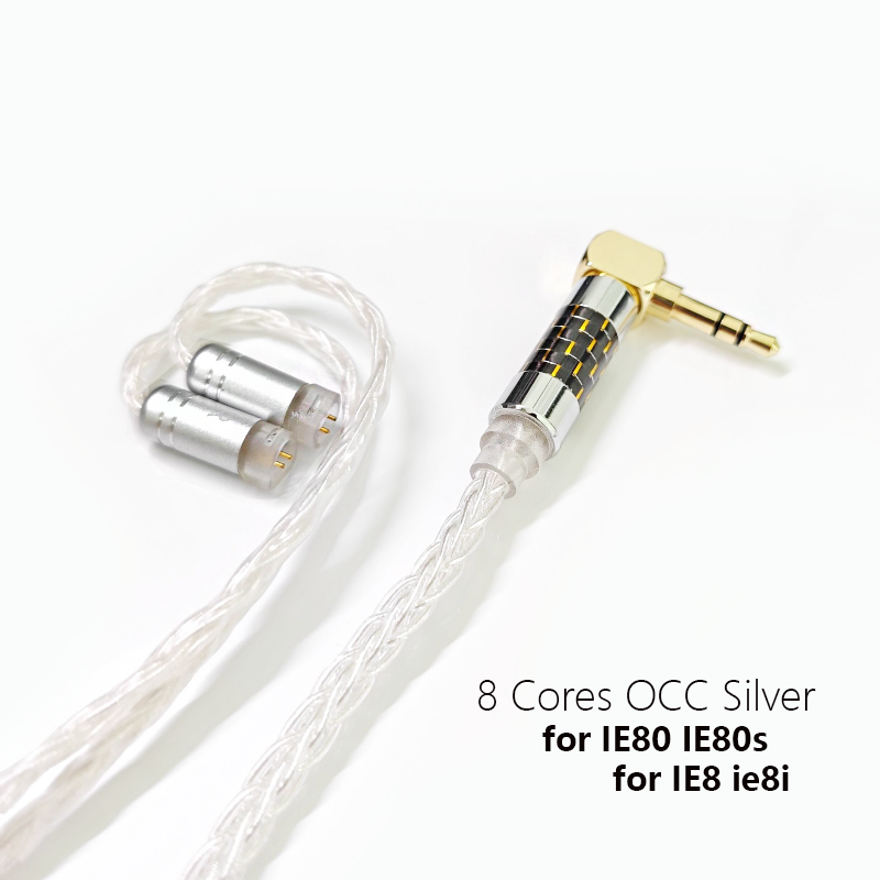 Cable de auriculares IE80 IE80S IE8I IE8 con micrófono OCC, actualización chapada en plata 2,5 4,4, equilibrio