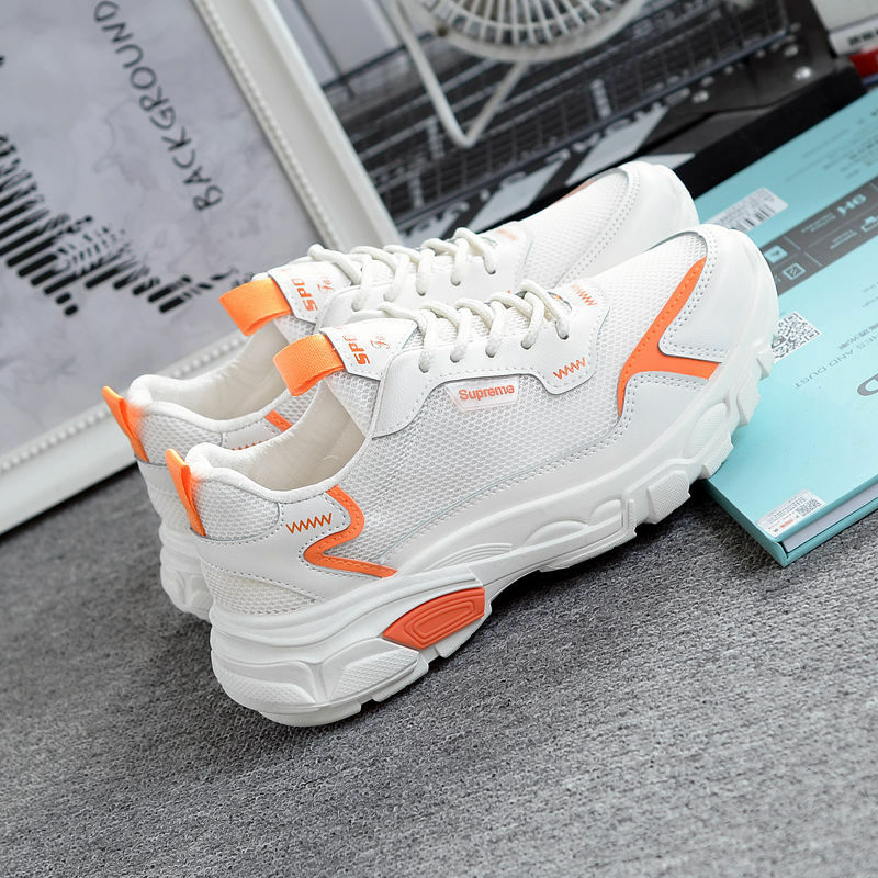 Comemore-Zapatillas deportivas blancas con plataforma para Mujer, Tenis informales De malla transpirable para verano