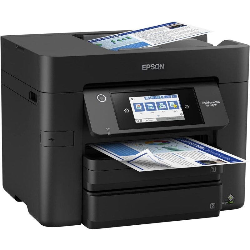 Imprimante tout-en-un sans fil WF-4830 Workforce Pro avec impression recto-verso automatique, copie, numérisation et télécopie, ADF 50 pages