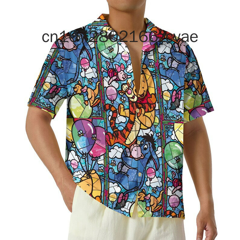 Гавайская рубашка с изображением поросят, Винни-Пуха, мужская и женская рубашка, гавайская рубашка со сплошным 3D-принтом Диснея, модная пляжная рубашка с коротким рукавом