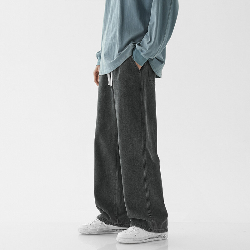2023 nuovi Jeans larghi Streetwear da uomo Harajuku moda Casual pantaloni a gamba larga giapponese semplice Jeans maschili pantaloni in Denim