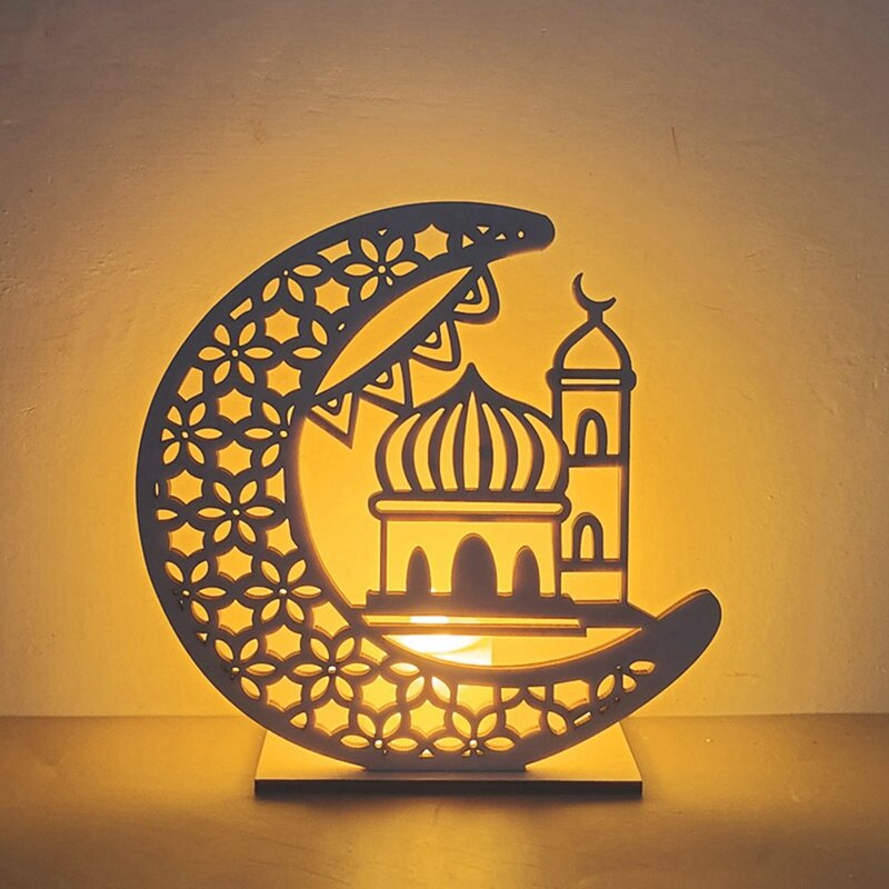 Holz Handwerk Ornament Lampe Mittlerer Osten Festival Eid dekorative Lampe Mond führte dekorative Lampen einfach zu bedienen