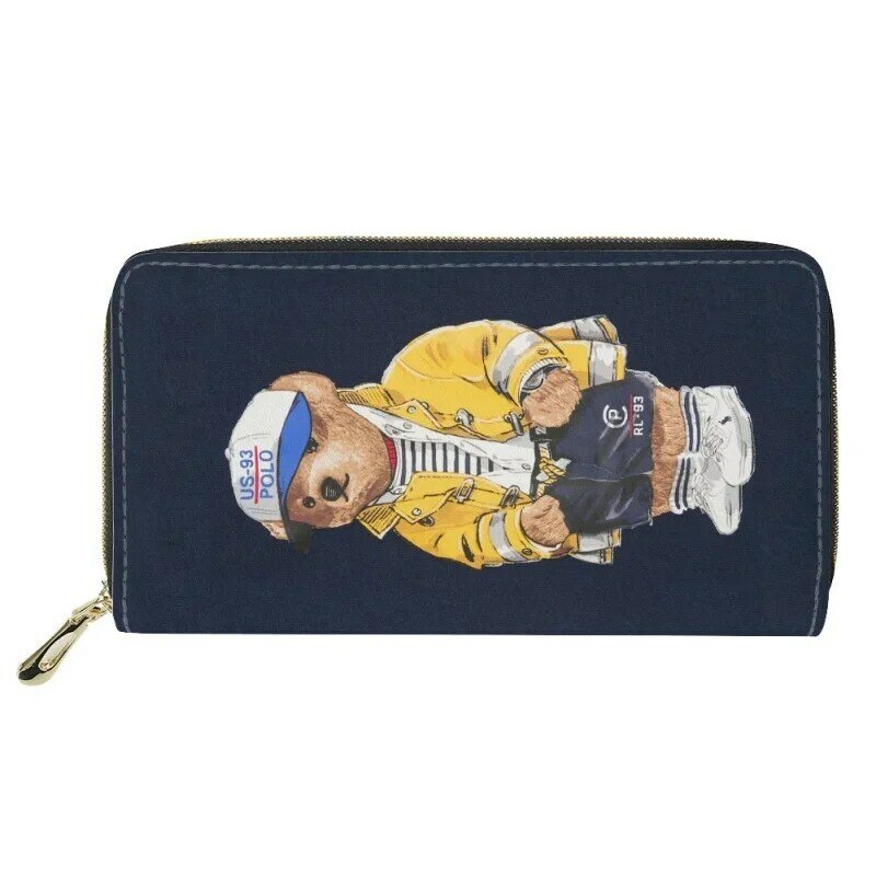 Mode wilde Mini Bär Serie drucken Leder Geldbörsen für Frauen Leder weibliche Kreditkarten halter Reiß verschluss Clutch Handtasche Geldbörse