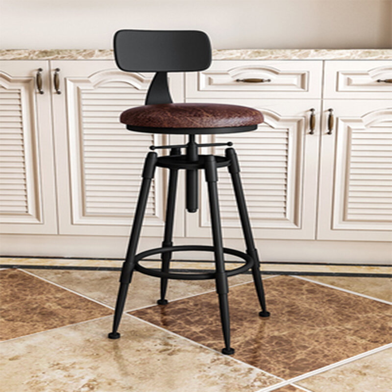 Bar Chair Bar Chair Swivel Lift Chair Solid Wood High Stool Wrought Iron Back Home Bar Stool Modern Minimalist