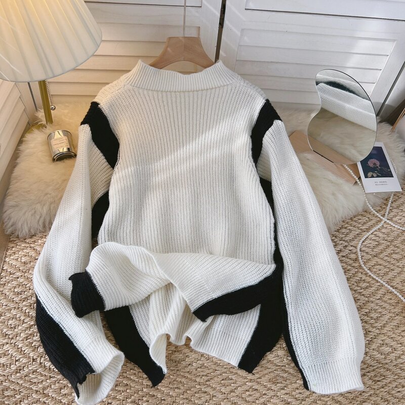 Loose Knitted Women Sweater Pullovers Autumn Winter Thicken Warm Female Pulls Outwear Coats Top Quality