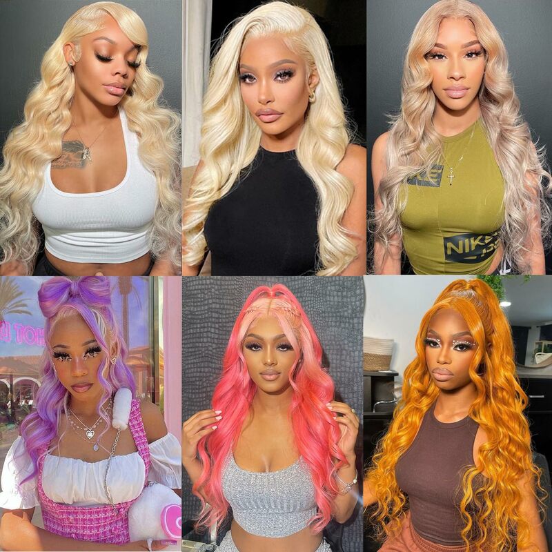 613 Honey Blonde 13x4 HD Transparent Body Wave Lace Frontal Human Hair Wig 34 Inch 13x4 Lace Front Wigs For Women 180% Density