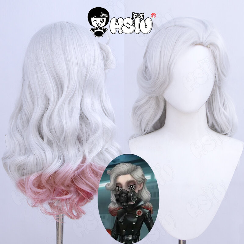 Ada Mesmer-Perruque Cosplay Synthétique en Fibre Ultraviolette, Cheveux Longs Gris Dégradé Rouge + Bonnet