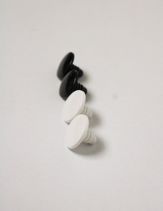 Flat Round Toy Eyes with Handle, Handpress Washer, Doll Accessories, Black and White, Size Color Option, 4mm, 6mm, 8mm, 10mm, 22mm, 40Pcs