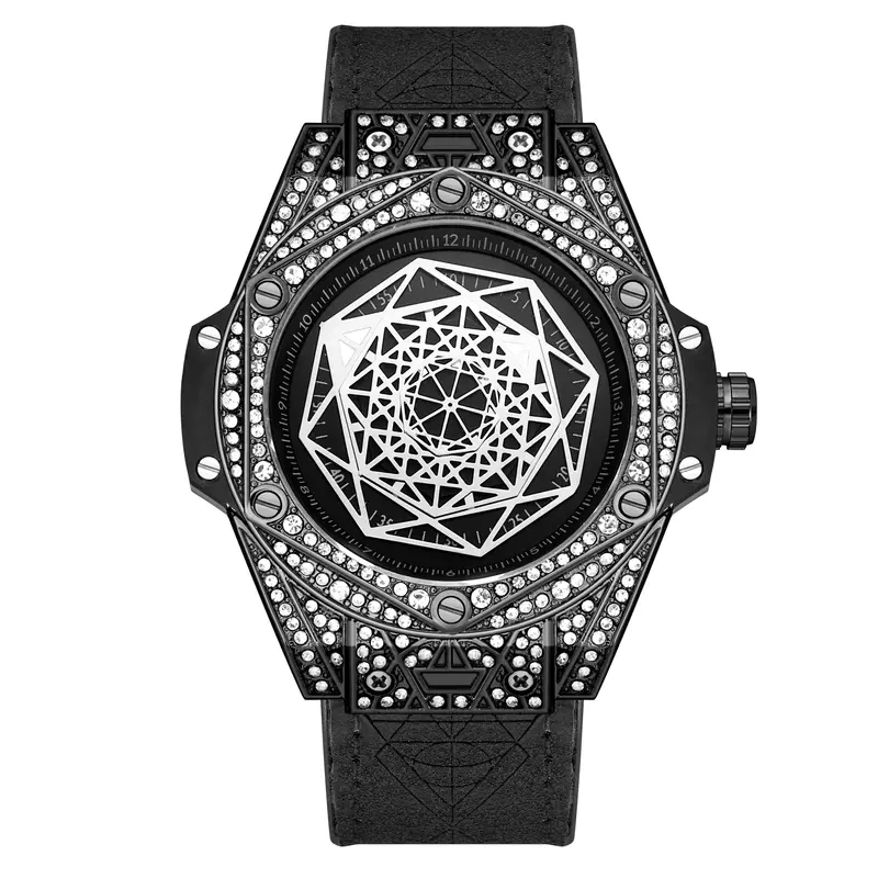 Relógio Hip Hop impermeável masculino, relógios exclusivos com mostrador grande, diamante de luxo, Ice Out, moda, novo
