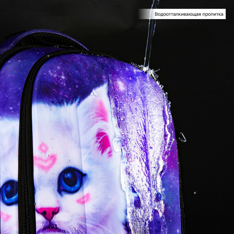 Mochila escolar padrão gato para meninas adolescentes, mochilas júnior simuladas altas, carregamento USB, bolsa de escola multifuncional