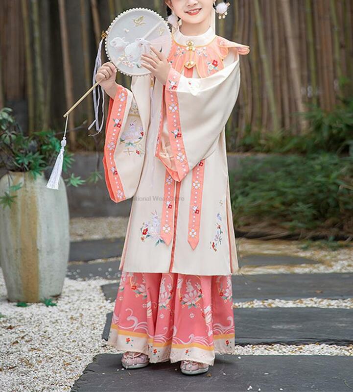 Pakaian tradisional Hanfu Cina kostum panggung dansa rakyat putri kuno anak perempuan Oriental Cosplay antik gaun Hanfu Set