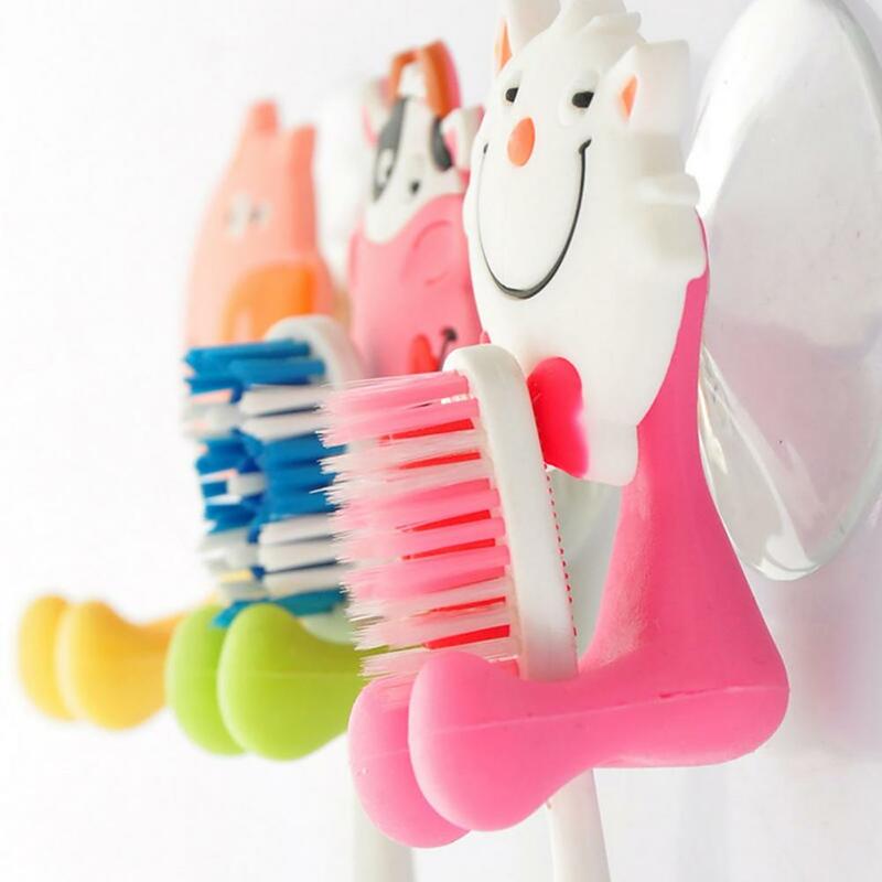 Cartoon Animal Toothbrush Holder Self-adhesive Wall Mount Toothpaste Dispenser Kids Toothbrush Holder Electric Toothbrush Stand
