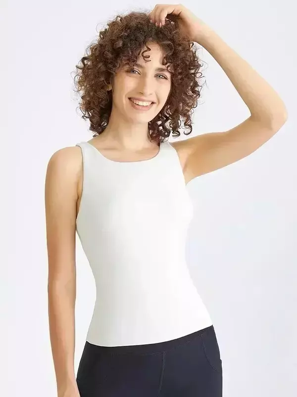 Lemon Deep U Back Workout Yoga Vest canotte da palestra Naked Feel Fitness Sport camicie senza maniche con reggiseno incorporato Top Active Wear