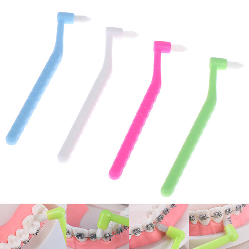 Cepillo Interdental de ortodoncia para adultos, herramienta de limpieza de dientes suaves de un solo haz, cuidado bucal, cabeza pequeña, implante de pelo suave