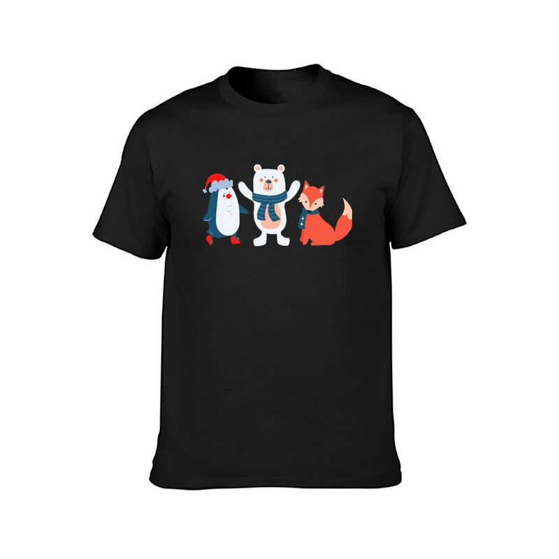 cute animal ready for winter T-Shirt quick-drying sweat Blouse shirts graphic tees t shirts men