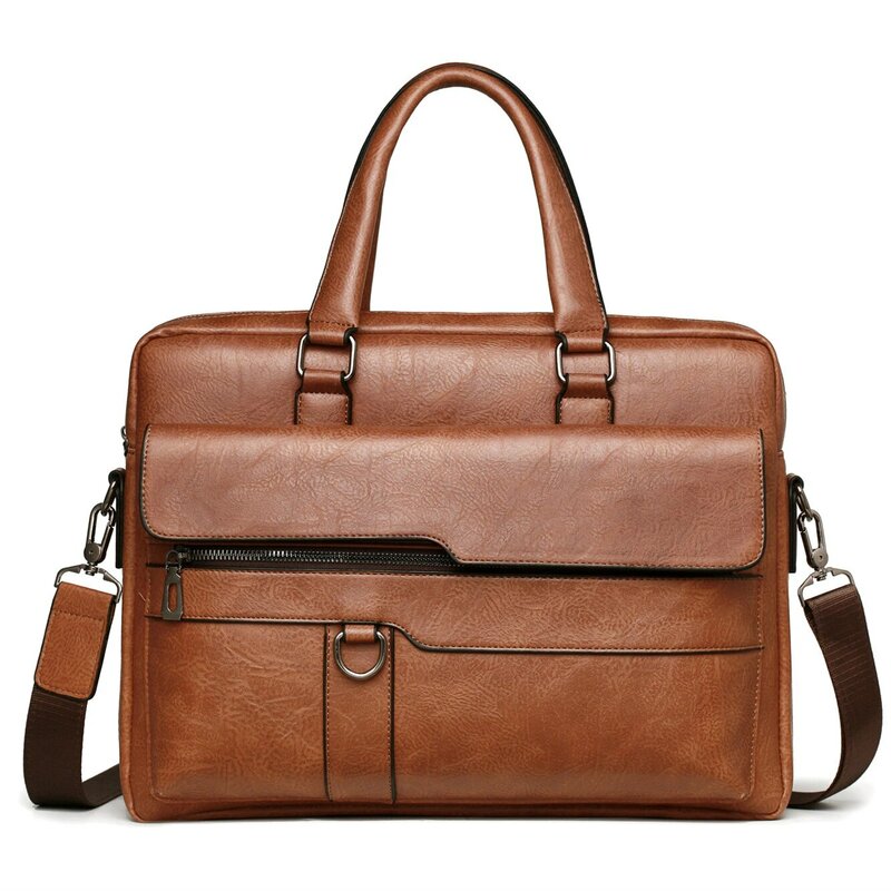 14 Inch Laptop Bag Men Briefcase Bag High Quality Business PU Leather Shoulder Messenger Bags Office Handbag