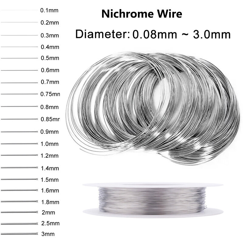 1-50M Heating Wire 0.08-3mm Dia Nichrome Wire Cutting Foam Resistance Wires Alloy Heating Yarn Nichrome Electric Heating Coils