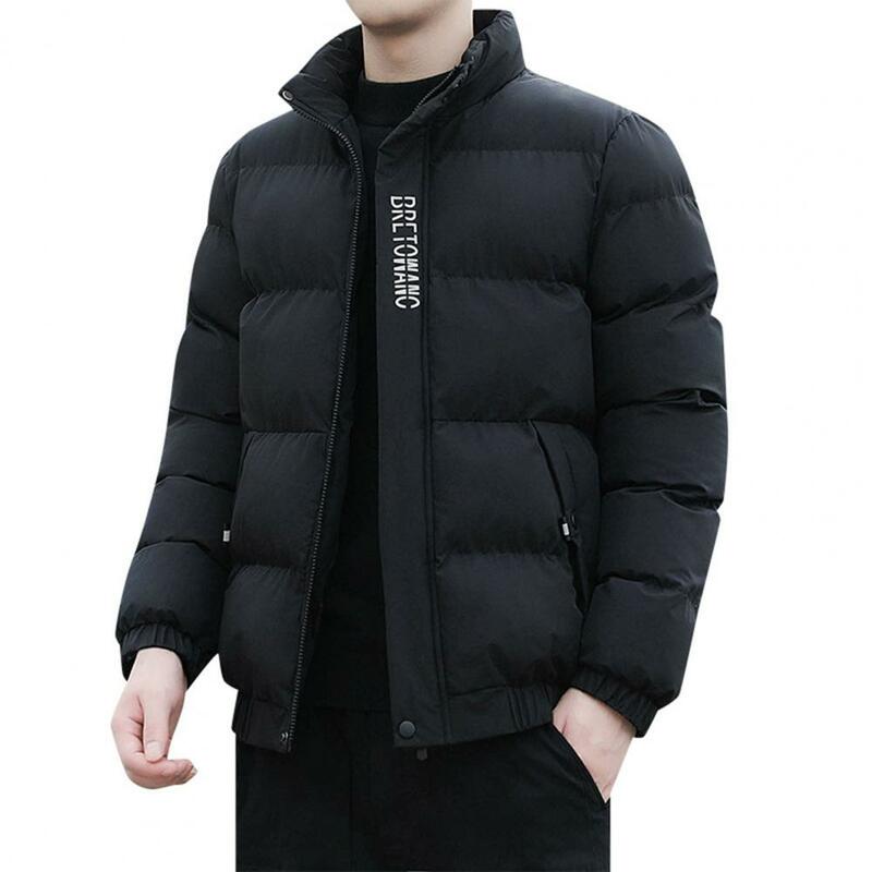 Casaco de algodão com bolso masculino, elegante casaco de inverno, gola lapela, jaqueta casual curta, design bonito