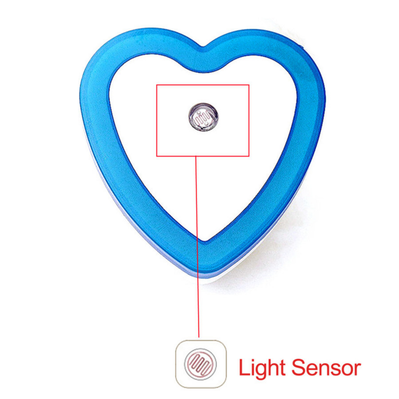 VnnZzo LED luz de la noche lámpara bombillas Mini corazón luz Sensor de luz inteligente de la ue nos enchufe de 110V-240V Universal casa habitación pasillo