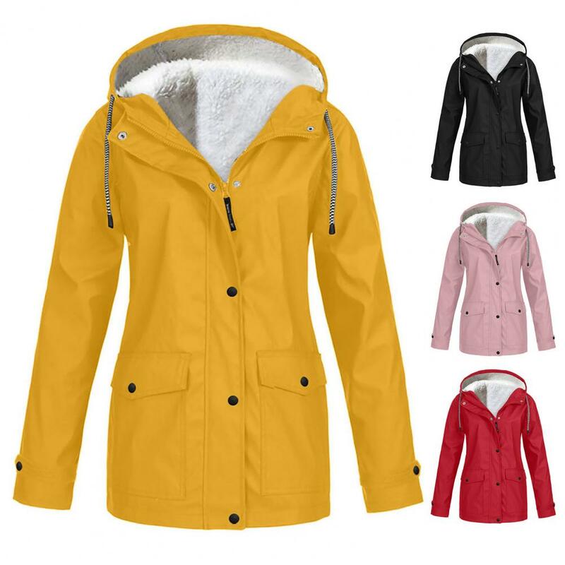 女性用単色フード付きジャケット、ロングコート、ハイキングパーカー
