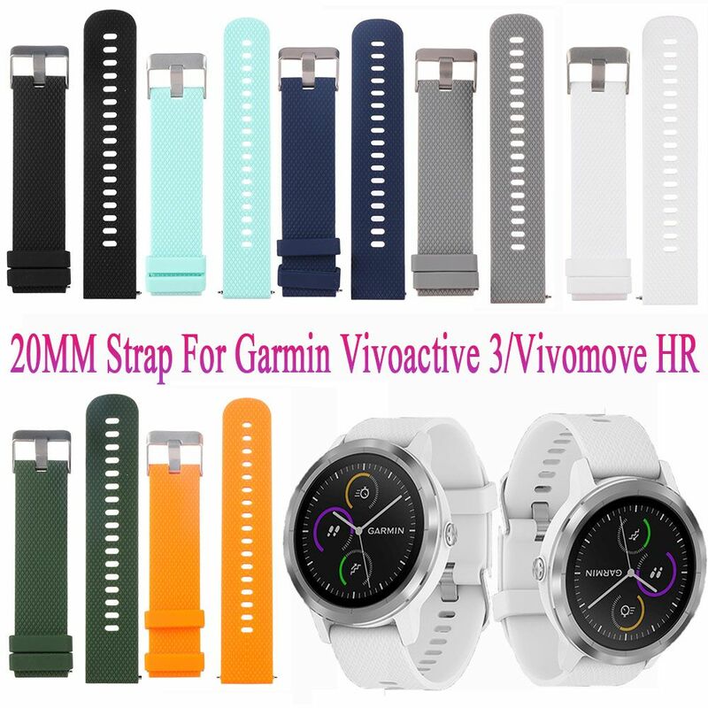 Ремешок для часов Garmin Vivoactive 3 / Vivomove HR 20 мм, браслет для умных часов, ремешок на запястье, силиконовый ремешок, аксессуары для часов