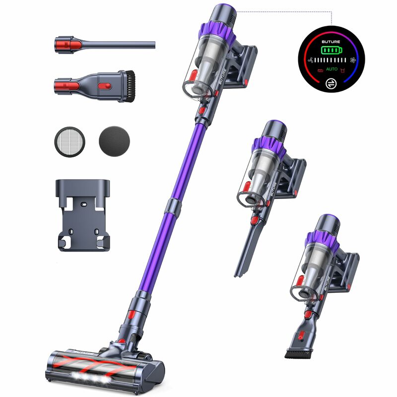 BUTURE 38Kpa 450W Handheld Cordless Vacuum Cleaner Automatically Adjust Suction 1.5L Dust Cup for Pet Hair/Carpet/Hard Floor