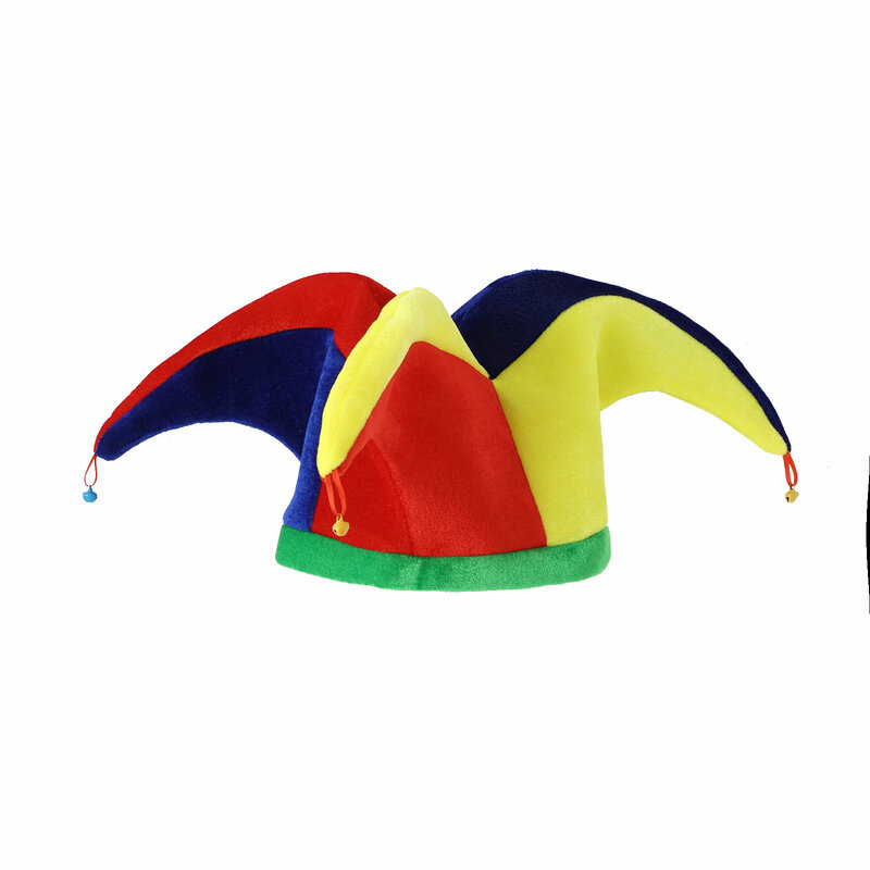 Sombrero de payaso arcoíris de Halloween para adultos, paneles Multicolor, múltiples picos, campanas, Jester, Mardi Gras, fiesta, Cosplay, accesorio de circo