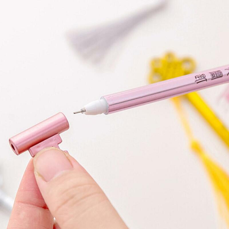 Stylo gel créatif avec pampille à nœud chinois, stylo à encre pendentif, marqueur d'écriture, étudiant, bureau, fournitures d'écriture, clé