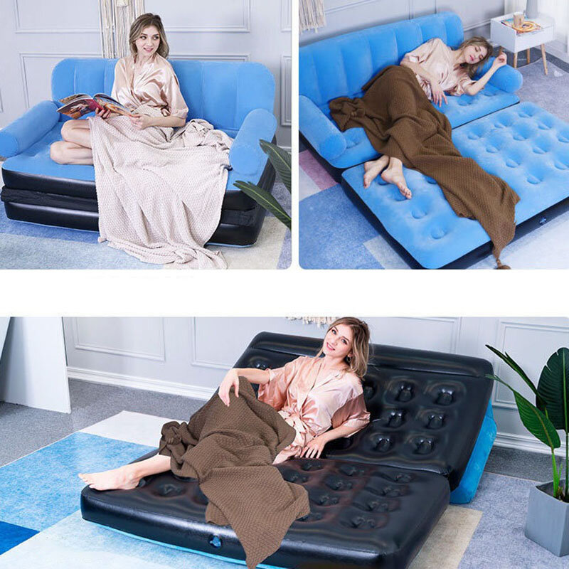 Grand canapé gonflable pliable Portable, lit Double, chambre à coucher, salon, maison, plage, Camping